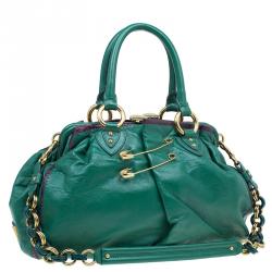 Pre Owned Marc Jacobs Green Leather Safety Pin Stam Satchel