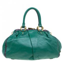 Pre Owned Marc Jacobs Green Leather Safety Pin Stam Satchel