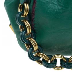 Pre Owned Marc Jacobs Green Leather Safety Pin Stam Satchel