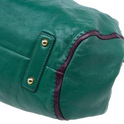 Pre Owned Marc Jacobs Green Leather Safety Pin Stam Satchel