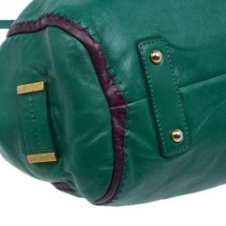 Pre Owned Marc Jacobs Green Leather Safety Pin Stam Satchel
