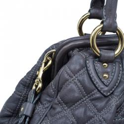 Pre Owned Marc Jacobs Grey Quilted Leather Stam Shoulder Bag