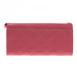 Marc Jacobs Pink Quilted Leather Double Pocket Zip Wallet