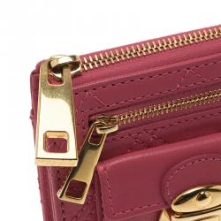Marc Jacobs Pink Quilted Leather Double Pocket Zip Wallet