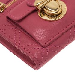 Marc Jacobs Pink Quilted Leather Double Pocket Zip Wallet