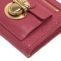 Marc Jacobs Pink Quilted Leather Double Pocket Zip Wallet