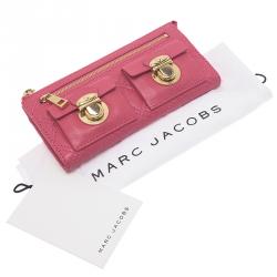 Marc Jacobs Pink Quilted Leather Double Pocket Zip Wallet