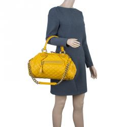 Pre Owned Marc Jacobs Yellow Quilted Leather Stam Shoulder Bag