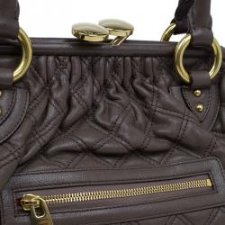 Pre Owned Marc Jacobs Brown Quilted Leather Stam Shoulder Bag