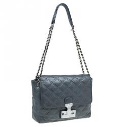 Pre Owned Marc Jacobs Dark Grey Quilted Leather Large Baroque Single Shoulder Bag
