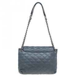 Pre Owned Marc Jacobs Dark Grey Quilted Leather Large Baroque Single Shoulder Bag