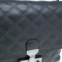 Pre Owned Marc Jacobs Dark Grey Quilted Leather Large Baroque Single Shoulder Bag