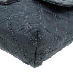 Pre Owned Marc Jacobs Dark Grey Quilted Leather Large Baroque Single Shoulder Bag