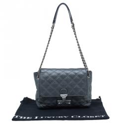 Pre Owned Marc Jacobs Dark Grey Quilted Leather Large Baroque Single Shoulder Bag