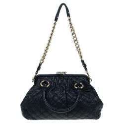 Pre Owned Marc Jacobs Black Quilted Leather Stam Shoulder Bag