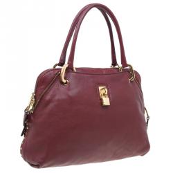 Pre Owned Marc Jacobs Burgundy Leather Rio Paradise Satchel Bag