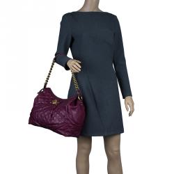 Pre Owned Marc Jacobs Purple Quilted Leather Alyona Hobo Bag