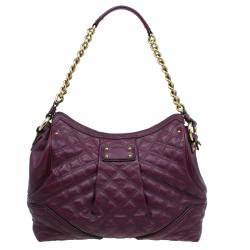 Pre Owned Marc Jacobs Purple Quilted Leather Alyona Hobo Bag