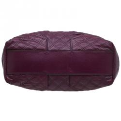 Pre Owned Marc Jacobs Purple Quilted Leather Alyona Hobo Bag