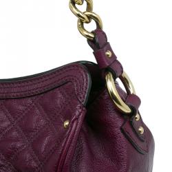 Pre Owned Marc Jacobs Purple Quilted Leather Alyona Hobo Bag