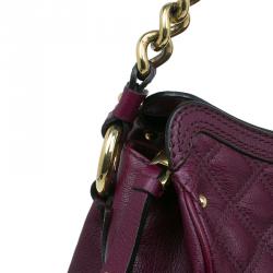 Pre Owned Marc Jacobs Purple Quilted Leather Alyona Hobo Bag