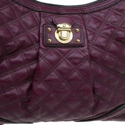 Pre Owned Marc Jacobs Purple Quilted Leather Alyona Hobo Bag
