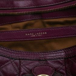 Pre Owned Marc Jacobs Purple Quilted Leather Alyona Hobo Bag
