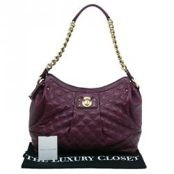 Pre Owned Marc Jacobs Purple Quilted Leather Alyona Hobo Bag