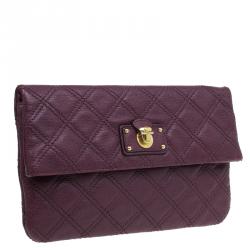 Pre Owned Marc Jacobs Purple Quilted Leather Eugenie Clutch