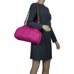 Pre Owned Marc Jacobs Pink Quilted Leather Stam Satchel