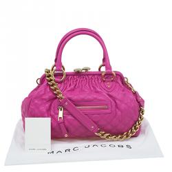 Pre Owned Marc Jacobs Pink Quilted Leather Stam Satchel