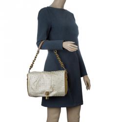 Pre Owned Marc Jacobs Light Pink/Brown Leather and Calf Hair Rockstar Jennifer Shoulder Bag