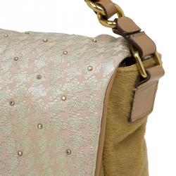 Pre Owned Marc Jacobs Light Pink/Brown Leather and Calf Hair Rockstar Jennifer Shoulder Bag