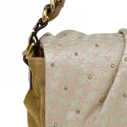 Pre Owned Marc Jacobs Light Pink/Brown Leather and Calf Hair Rockstar Jennifer Shoulder Bag