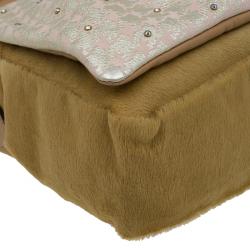 Pre Owned Marc Jacobs Light Pink/Brown Leather and Calf Hair Rockstar Jennifer Shoulder Bag