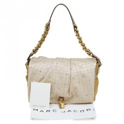 Pre Owned Marc Jacobs Light Pink/Brown Leather and Calf Hair Rockstar Jennifer Shoulder Bag