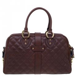 Pre Owned Marc Jacobs Burgundy Quilted Leather Venetia Satchel