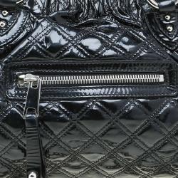 Pre Owned Marc Jacobs Black Quilted Patent Leather Stam Satchel