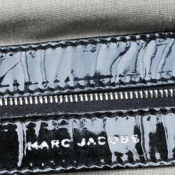 Pre Owned Marc Jacobs Black Quilted Patent Leather Stam Satchel