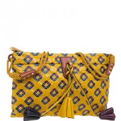 Pre Owned Marc Jacobs Yellow Python Memphis Clutch