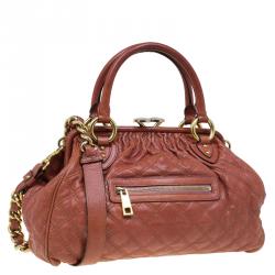 Marc Jacobs Brown Quilted Leather Stam Satchel