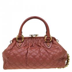 Marc Jacobs Brown Quilted Leather Stam Satchel