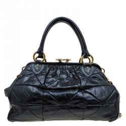 Pre Owned Marc Jacobs Black Quilted Leather Stam Satchel