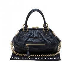 Pre Owned Marc Jacobs Black Quilted Leather Stam Satchel