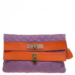 Marc Jacobs Purple/Orange Quilted Leather Oversized Clutch