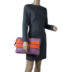 Marc Jacobs Purple/Orange Quilted Leather Oversized Clutch