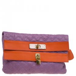 Marc Jacobs Purple/Orange Quilted Leather Oversized Clutch