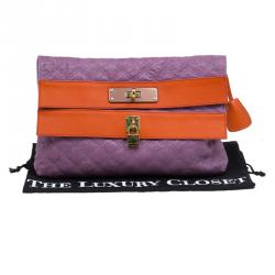 Marc Jacobs Purple/Orange Quilted Leather Oversized Clutch