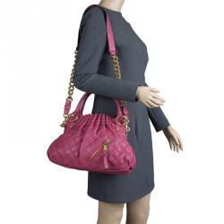 Pre Owned Marc Jacobs Burgundy Quilted Leather Cecilia Satchel