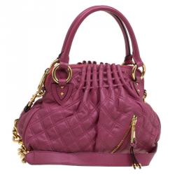 Pre Owned Marc Jacobs Burgundy Quilted Leather Cecilia Satchel